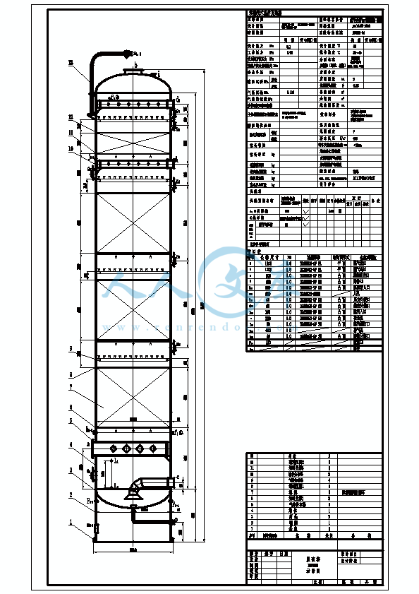 100万脱硫塔再生塔 dn4200脱硫塔 dn5600脱硫塔cad图纸
