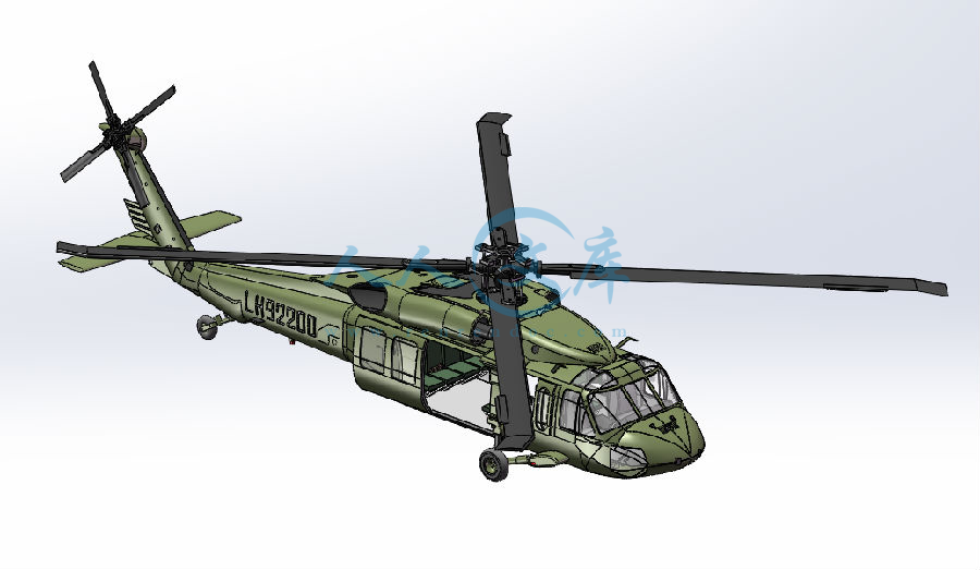 黑鹰S70直升机三维模型SW图纸