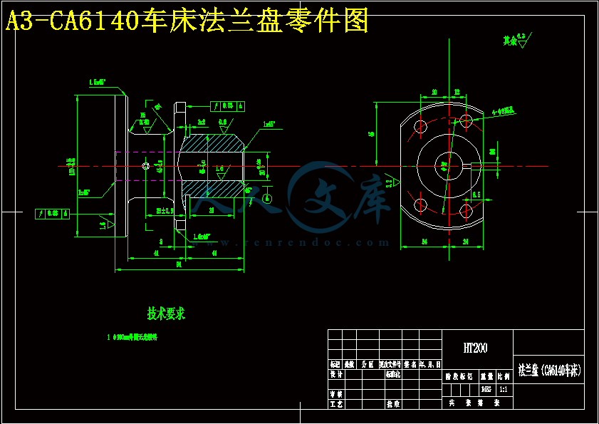 A3-CA6140车床法兰盘零件图.gif