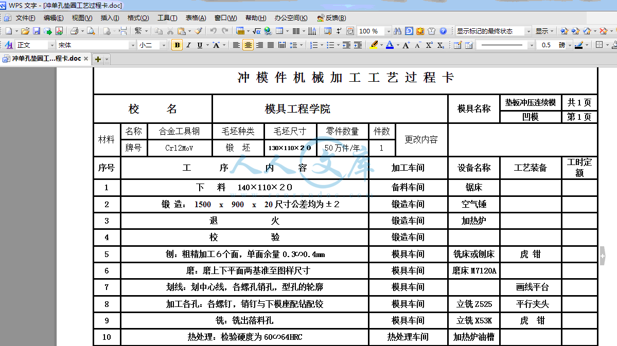 冲单孔垫圈工艺过程卡.gif