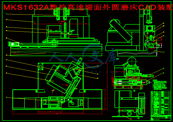 MKS1632A数控高速端面外圆磨床CAD装配图.gif