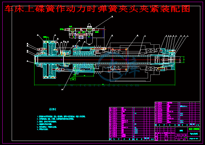 车床上碟簧作动力时弹簧夹头夹紧装配图.gif